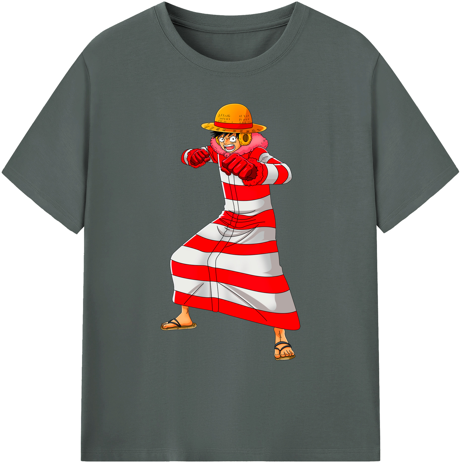ワンピース モンキー・D・ルフィ ONE PIECE Monkey D. Luffy 綿100％ メンズ半袖Tシャツ｜肌触りやわらか＆通気性